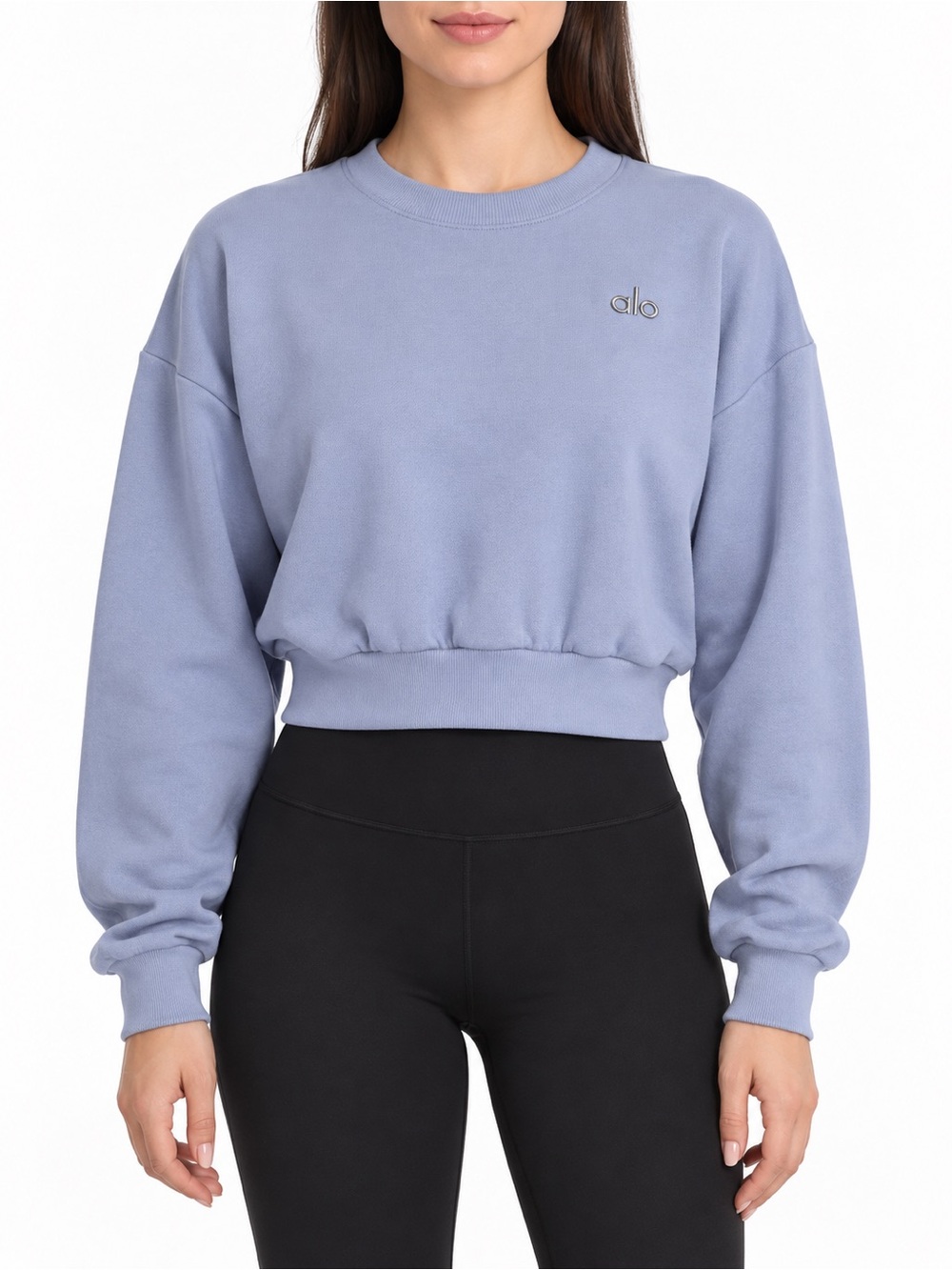 Alo Yoga Cropped Accolade Crewneck Sweatshirt Womens Small Lavender Blue